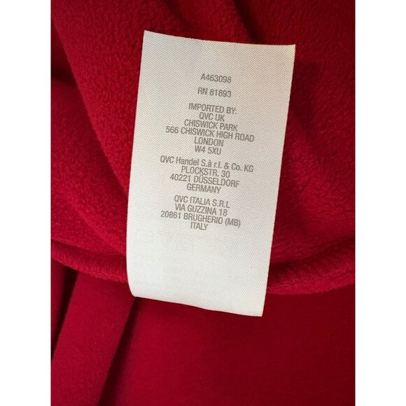 Susan Graver Weekend 3X Red Fleece Snap-Front Jacket Black Trimmed Collar Pocket - Picture 11 of 12